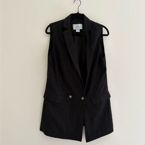Halston Oversized Black Sleeveless Vest